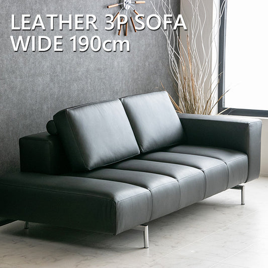 ソファー 本革 3人掛け ソファ 190cm 三人掛け ブラック ローソファー 高級感 モダン 黒 おしゃれ 応接ソファ レザー 片肘 牛本革 スタイリッシュ シンプル ローバック