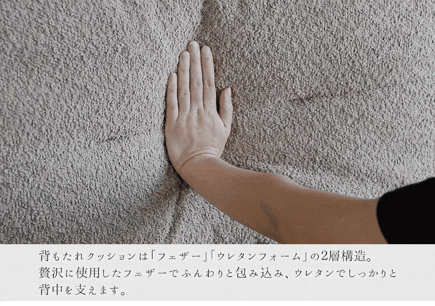 ソファ 3人掛け ファブリック ハイバック ダークグレー ベージュ ブークレ 幅180cm