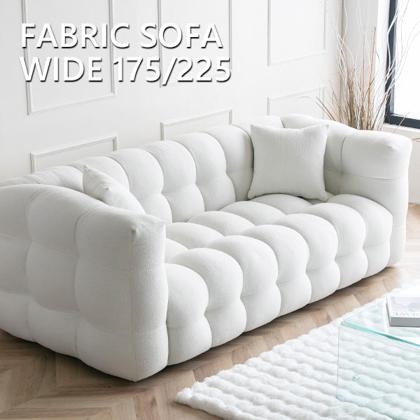 ソファー ソファ 2人掛け ブークレ生地　ホワイト もこもこ ミニクッション付き g140013]Fluffy 2人掛けブークレソファ 2人掛けソファー | 家具