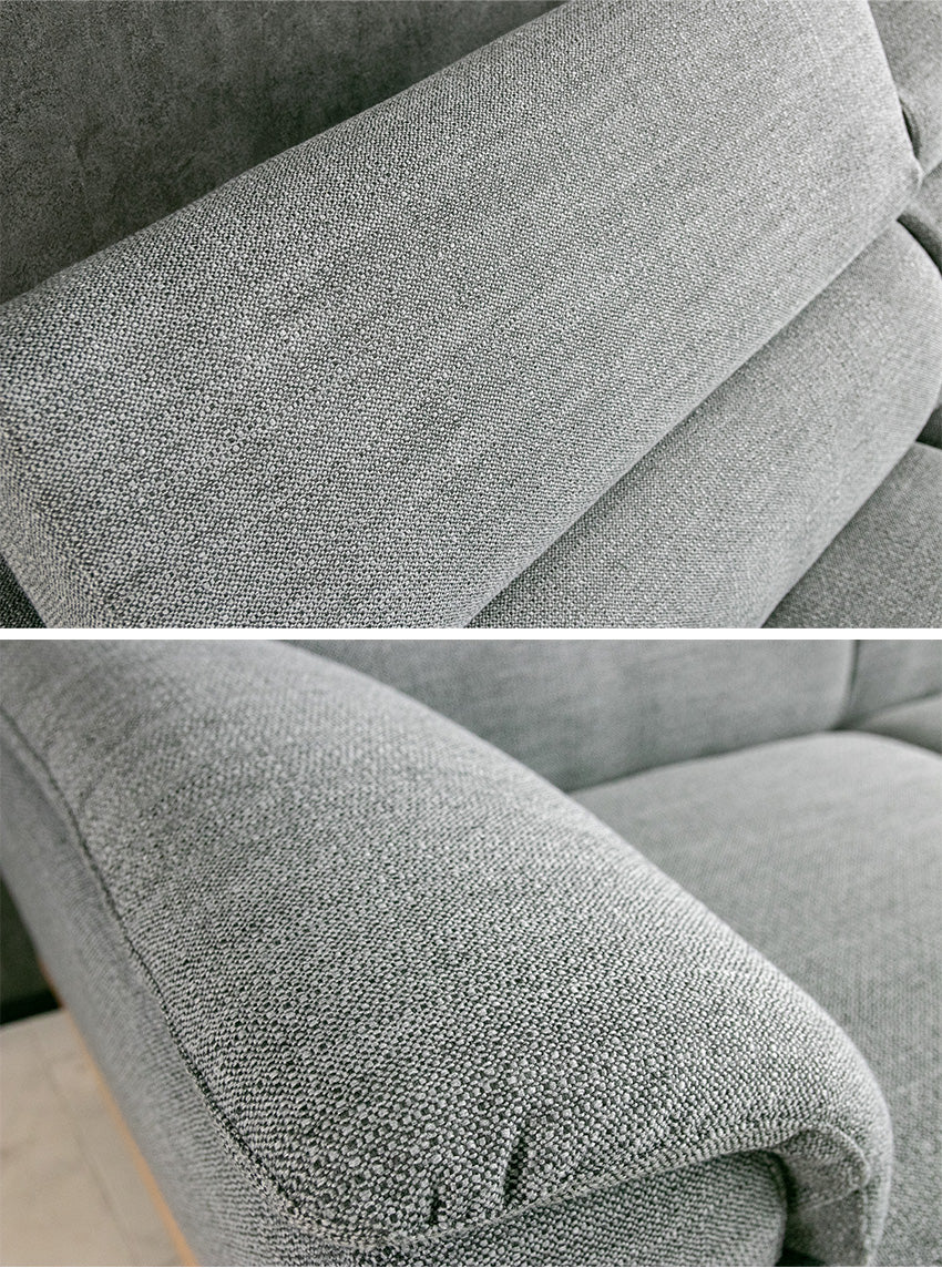 カウチソファ 3人掛け 4人掛け 無垢 ファブリック I字 ダークグレー グレー クッション付き 幅240cm