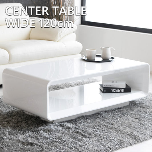 センターテーブル ホワイト ハイグロス 鏡面 ローテーブル 長方形 幅120㎝