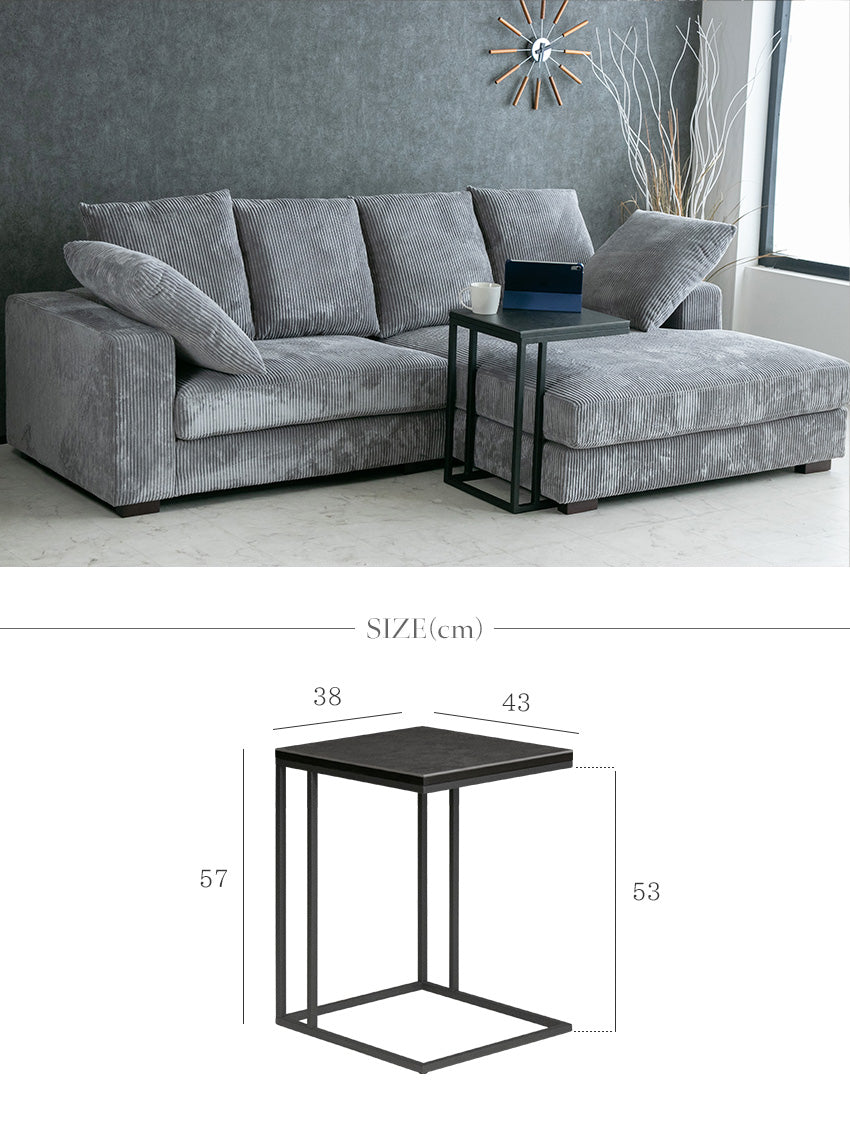 サイドテーブル セラミック ブラックオーク 突板 テーブル 長方形 幅43㎝