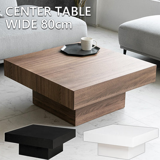 センターテーブル 引き出し 収納 ウォールナット ブラックオーク ホワイト 鏡面 突板 ローテーブル 正方形 幅80㎝