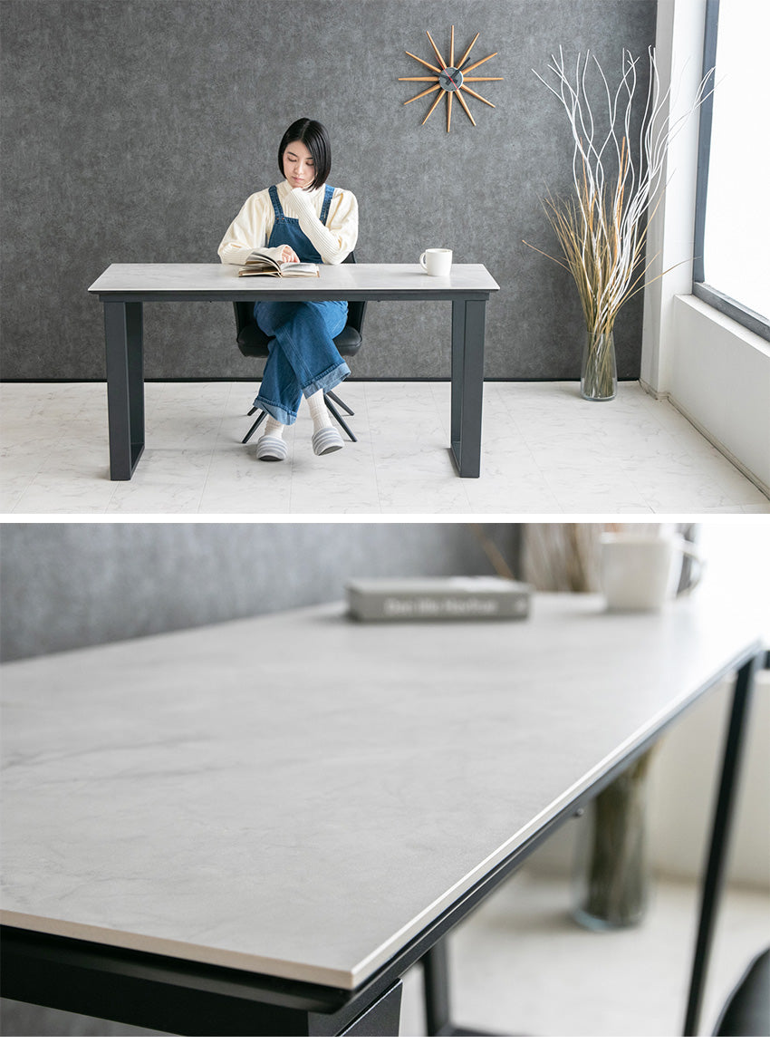 デスク 大理石柄 セラミック パソコン机 ダイニングテーブル 長方形 幅140㎝