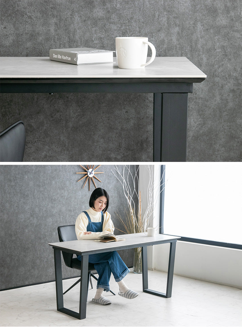 デスク 大理石柄 セラミック パソコン机 ダイニングテーブル 長方形 幅140㎝