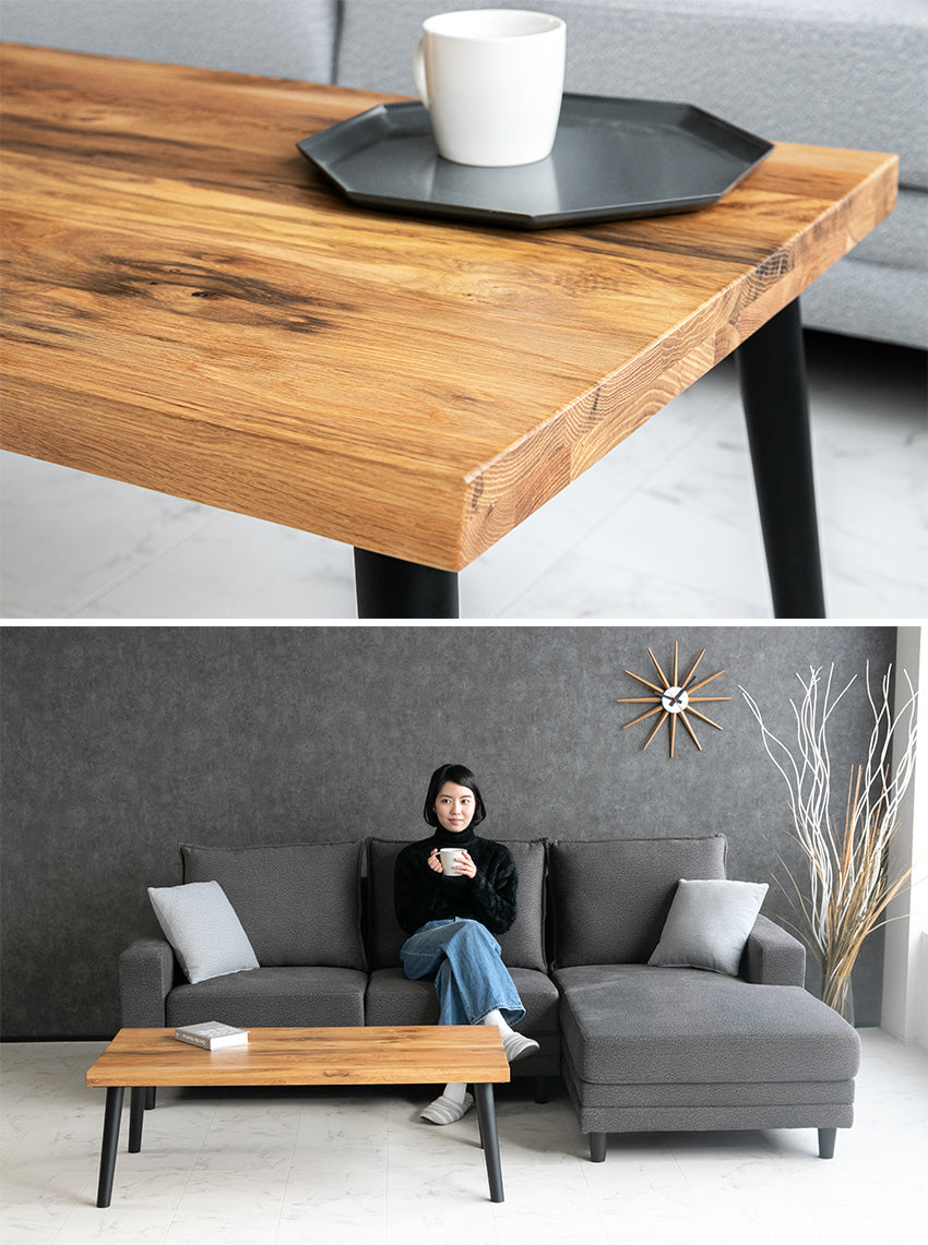 センターテーブル オーク 無垢 ラバーウッド ローテーブル 長方形 120×60cm
