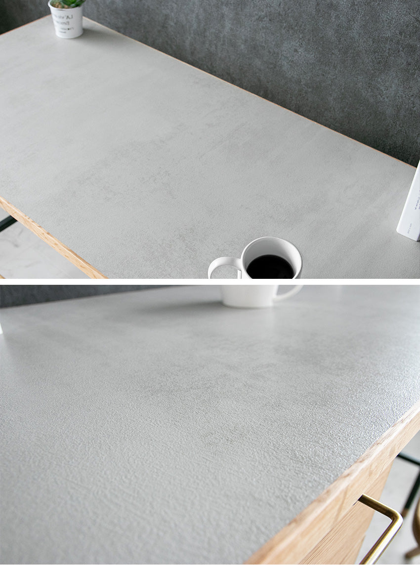 デスク 石目柄 メラミン パソコン机 セット レザー グレー 長方形 幅120㎝