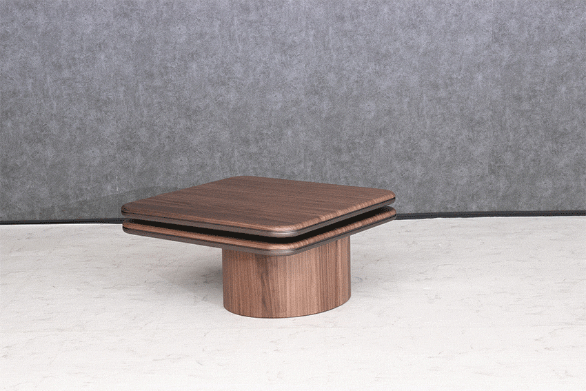 センターテーブル 回転式 ウォールナット ブラックオーク ローテーブル 正方形 幅80~120㎝