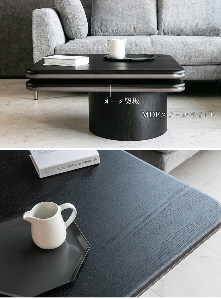 センターテーブル 回転式 ウォールナット ブラックオーク ローテーブル 正方形 幅80~120㎝