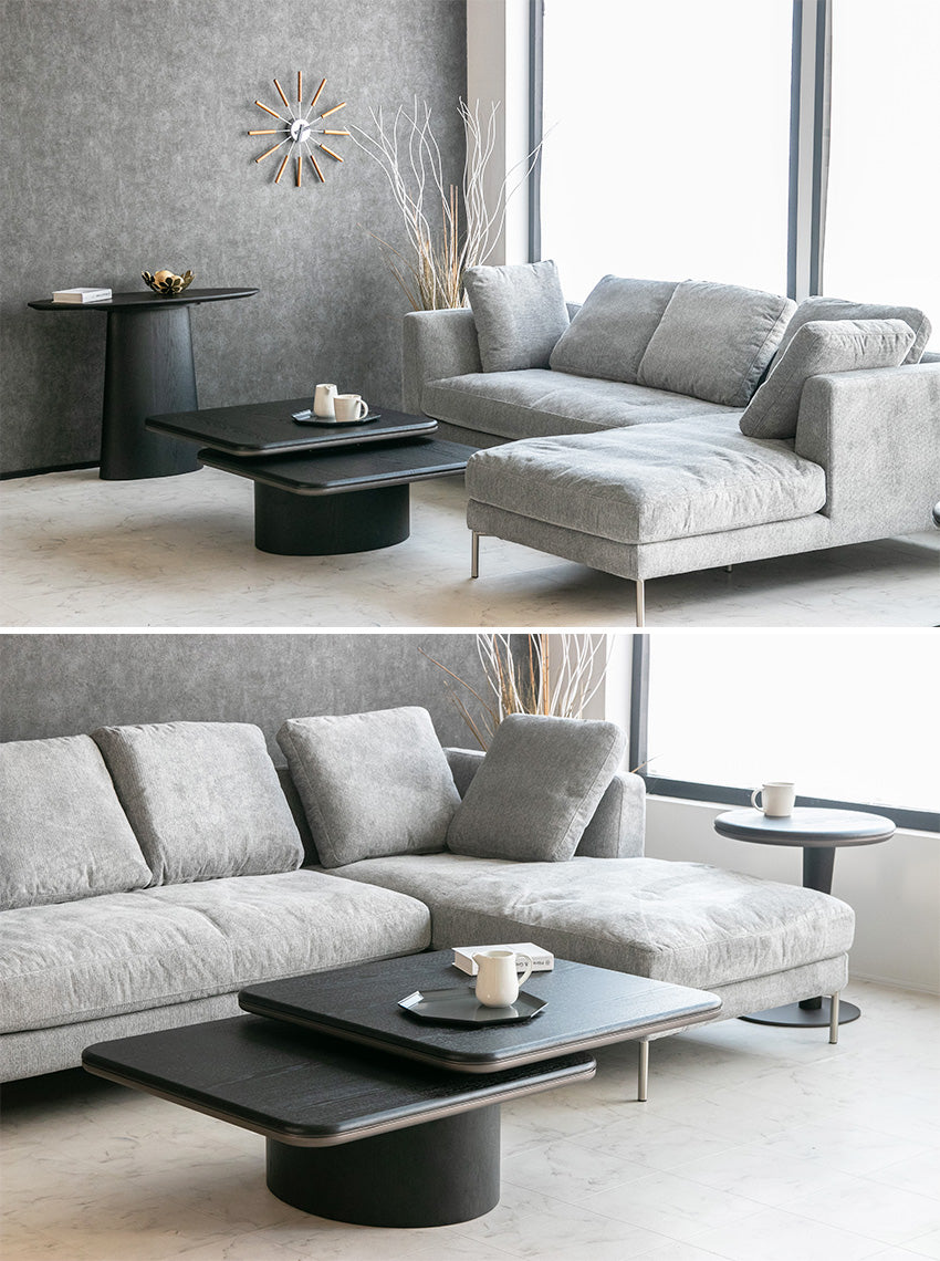 センターテーブル 回転式 ウォールナット ブラックオーク ローテーブル 正方形 幅80~120㎝