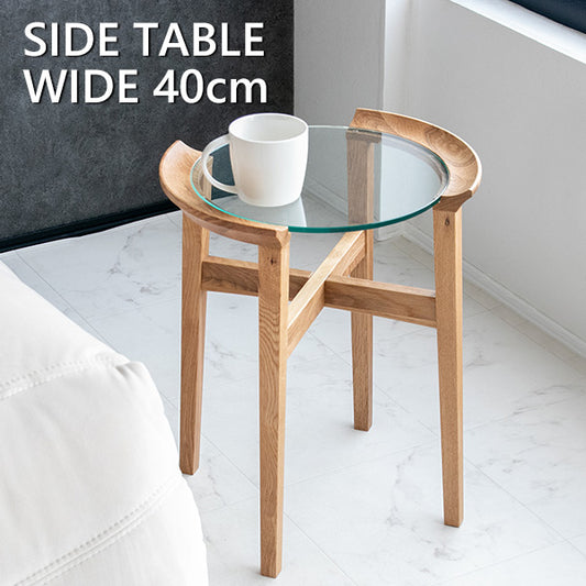 サイドテーブル ガラステーブル ナイトテーブル 丸型 幅40㎝