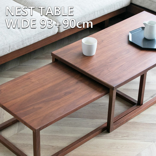 センターテーブル ネストテーブル ウォールナット ローテーブル 幅93+90cm