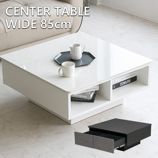 センターテーブル 石目調 ブラック ホワイト メラミン 耐熱 防汚 テーブル 幅85㎝
