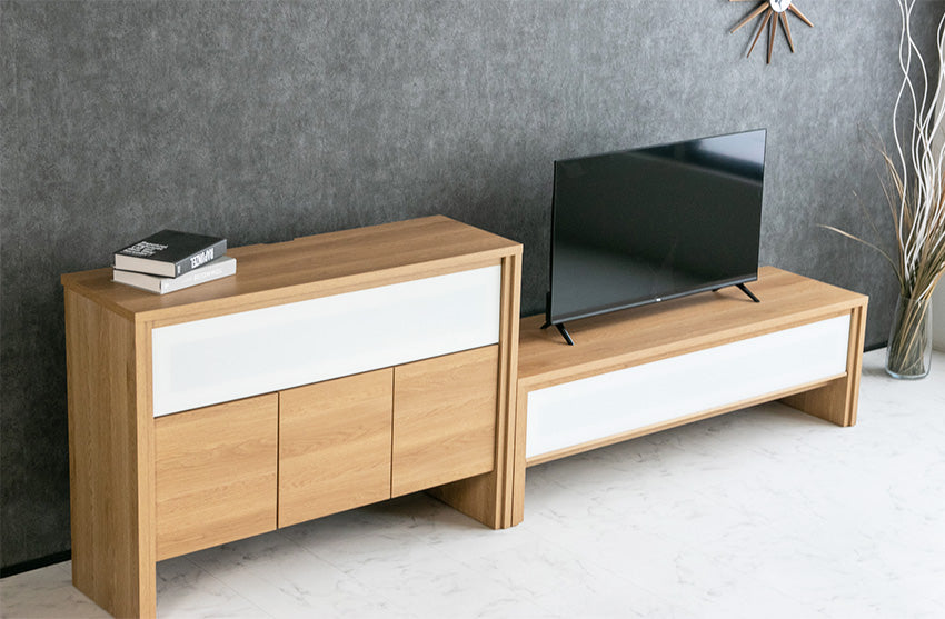 サイドボード キャビネット テレビ台 ハイタイプ 日本製 ガラス 収納 ブラウン ナチュラル 幅120㎝