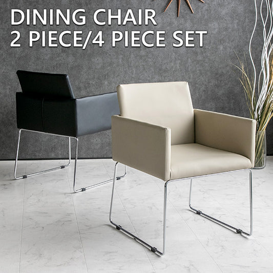 【同色2脚/4脚セット】  ダイニングチェア PUレザー ホワイト ブラック 椅子