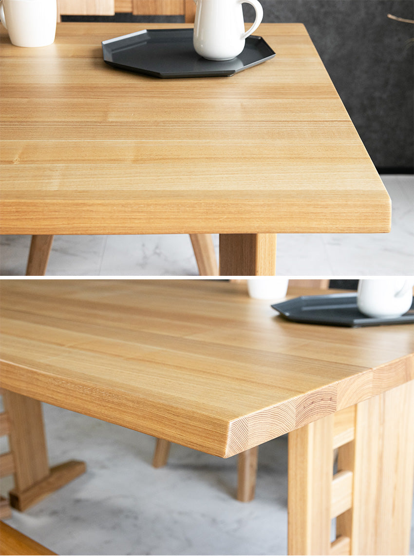 ダイニングセット 5点セット タモ 天然木 無垢 4人掛け 茶 ナチュラル ブラウン 低ホルムアルデヒド 幅150cm