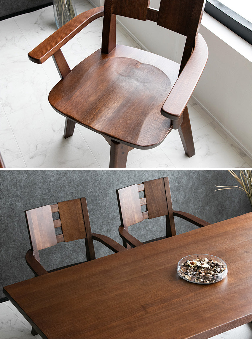 ダイニングセット 5点セット タモ 天然木 無垢 4人掛け 茶 ナチュラル ブラウン 低ホルムアルデヒド 幅150cm