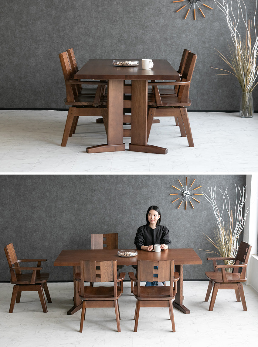 ダイニングセット 5点セット タモ 天然木 無垢 4人掛け 茶 ナチュラル ブラウン 低ホルムアルデヒド 幅150cm