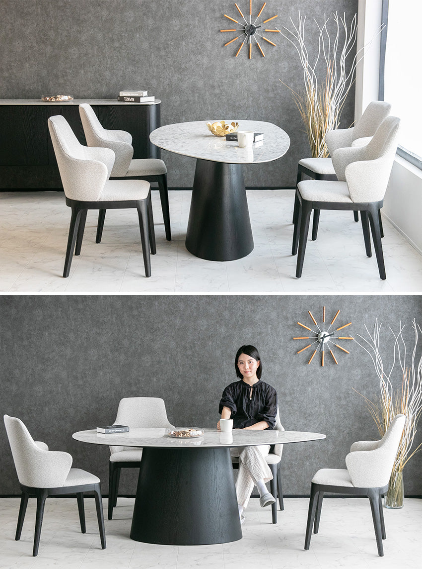 ダイニングセット 5点セット 大理石柄 セラミック ブラックオーク 4人掛け ブラック ホワイト 幅180cm