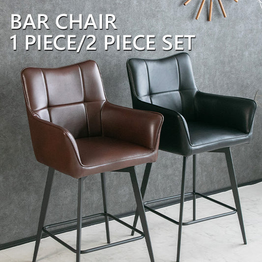 【1脚/2脚セット】カウンターチェア バーチェア 1脚 2脚 セット 背もたれ付き 肘付き 回転式 PU レザー ブラック ブラウン 茶 黒