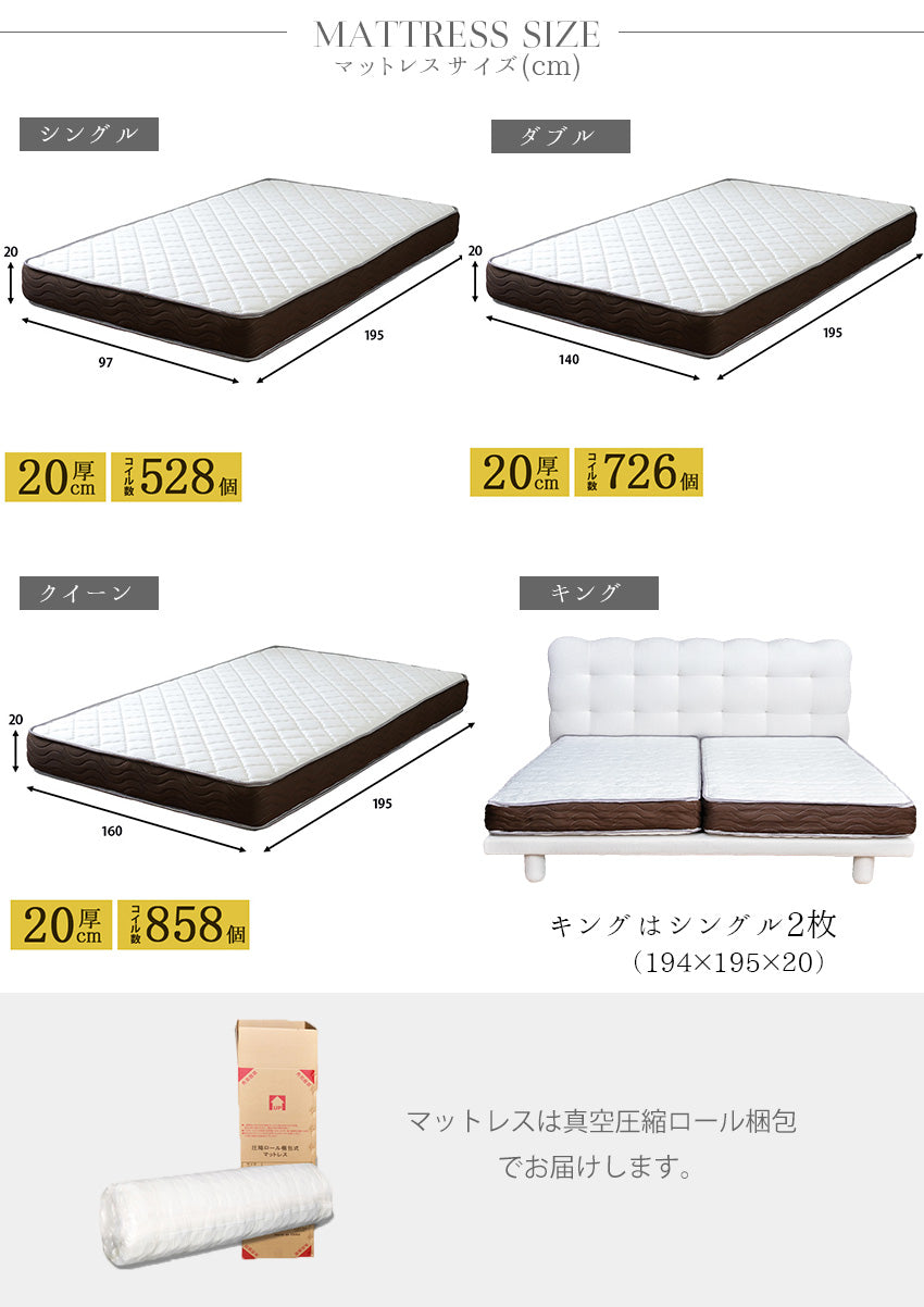 ベッド(マットレス付き/フレーム単品) ファブリックベッド シングル ダブル クイーン キング キングベッド ダブルベッド ベット ホワイト 白 ピンク 80001