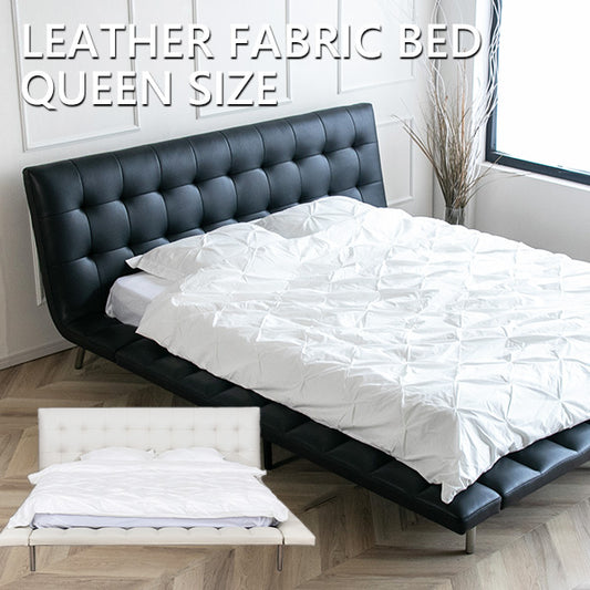 ベッド(マットレス付き/フレーム単品) ファブリックベッド ダブル クイーン クイーンベッド ブラック ホワイト 80003
