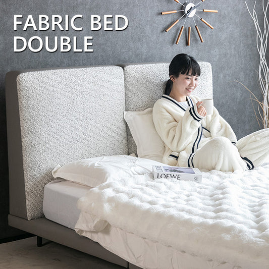 ベッド(マットレス付き/フレーム単品) ファブリックベッド ダブル ダブルベッド ベット グレー 80006