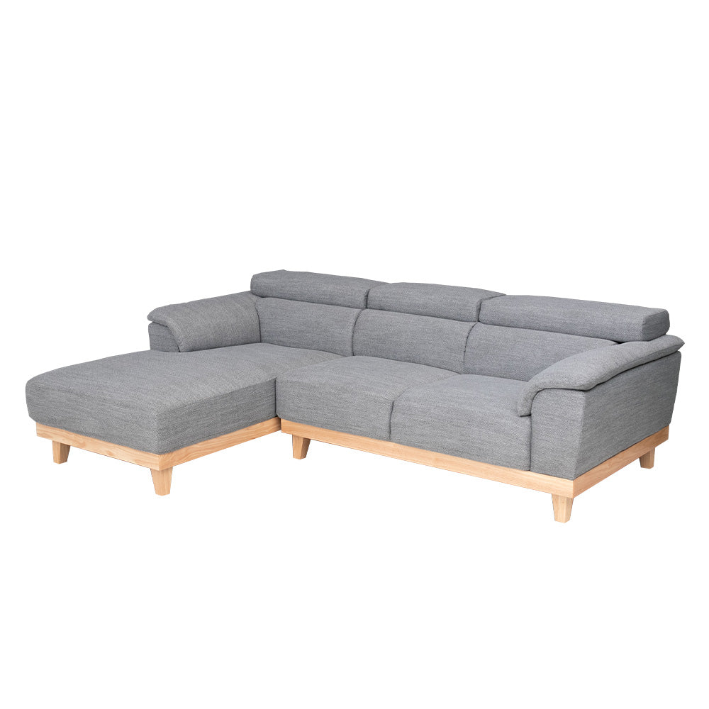 カウチソファ 3人掛け 4人掛け 無垢 ファブリック I字 ダークグレー グレー クッション付き 幅240cm