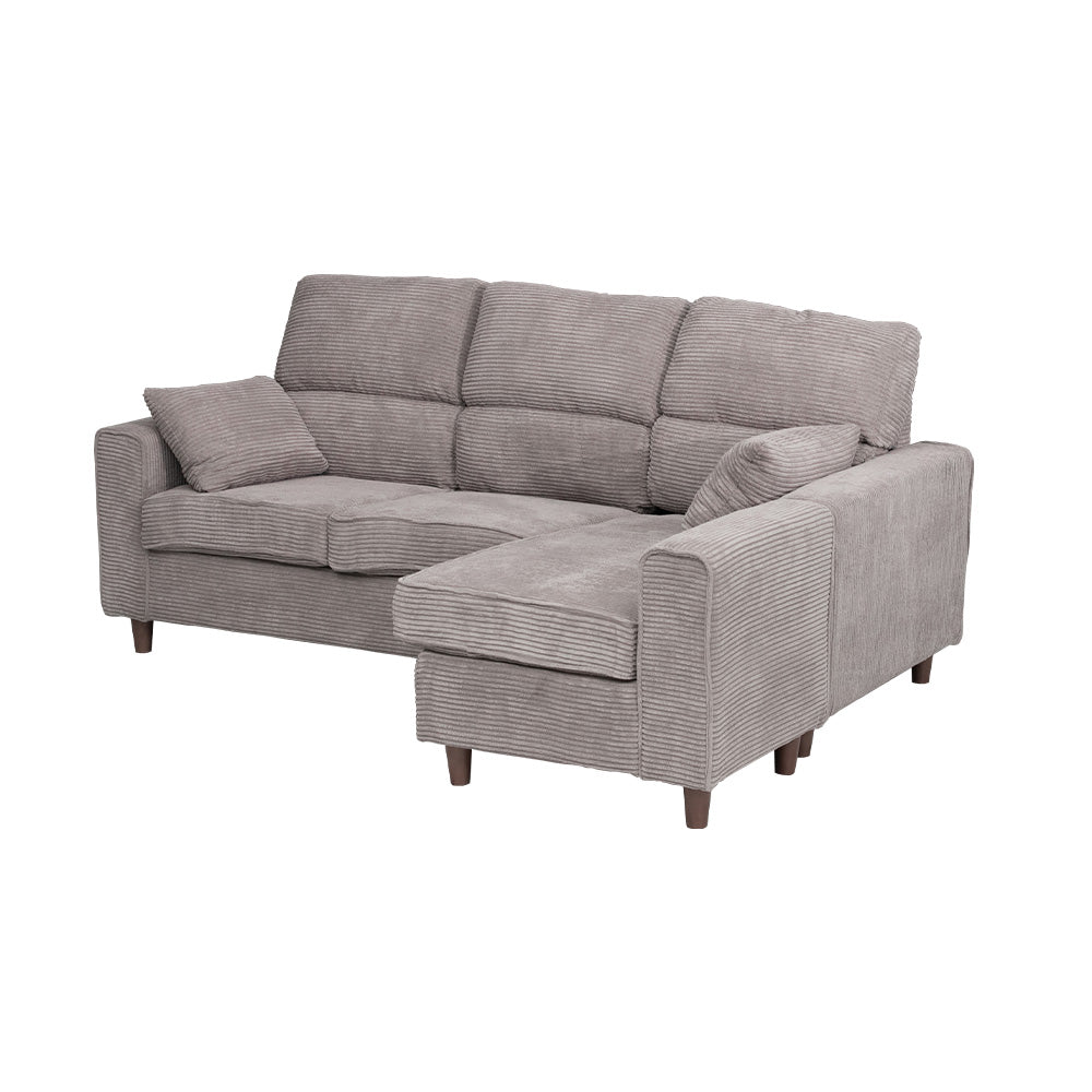 カウチソファ 3人掛け 4人掛け ファブリック スツール グレー カフェ ライトグレー クッション付き 幅194cm