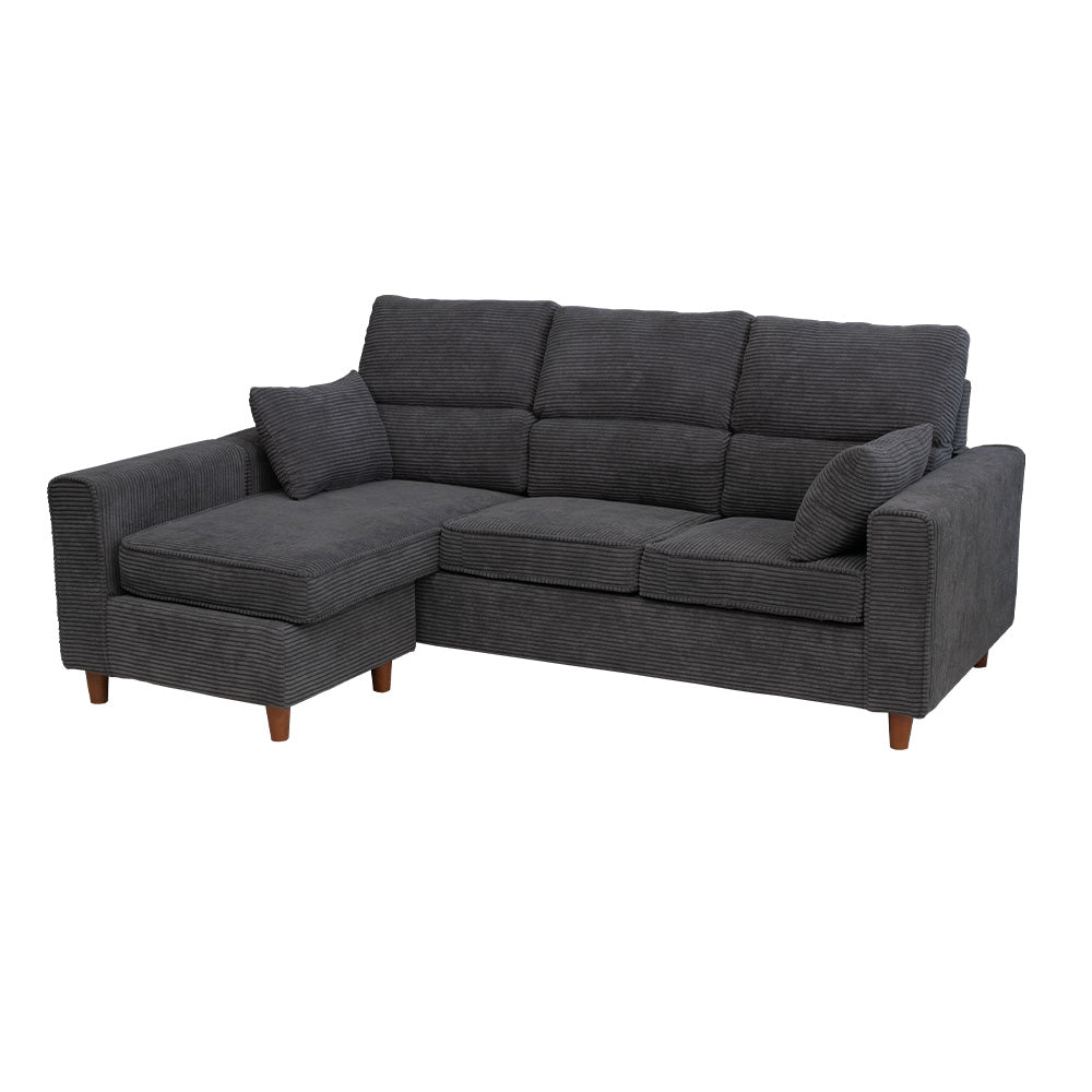 カウチソファ 3人掛け 4人掛け ファブリック スツール グレー カフェ ライトグレー クッション付き 幅194cm