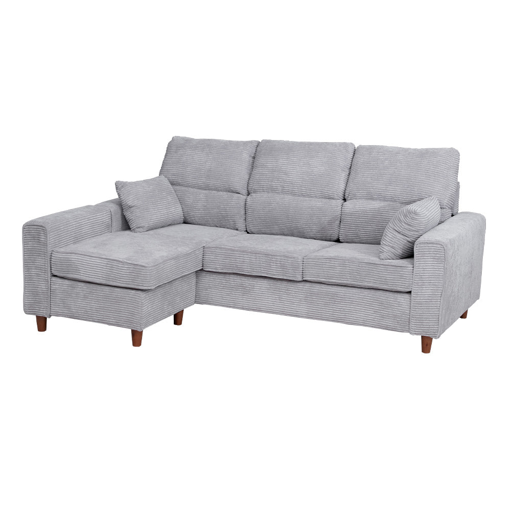 カウチソファ 3人掛け 4人掛け ファブリック スツール グレー カフェ ライトグレー クッション付き 幅194cm