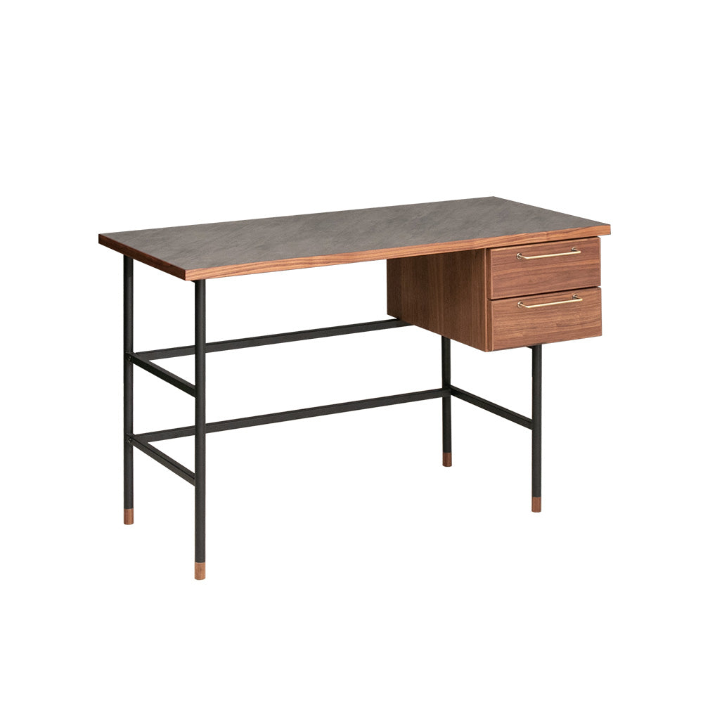 デスク 石目柄 メラミン パソコン机 ウォールナット ナチュラル グレー 長方形 幅120㎝