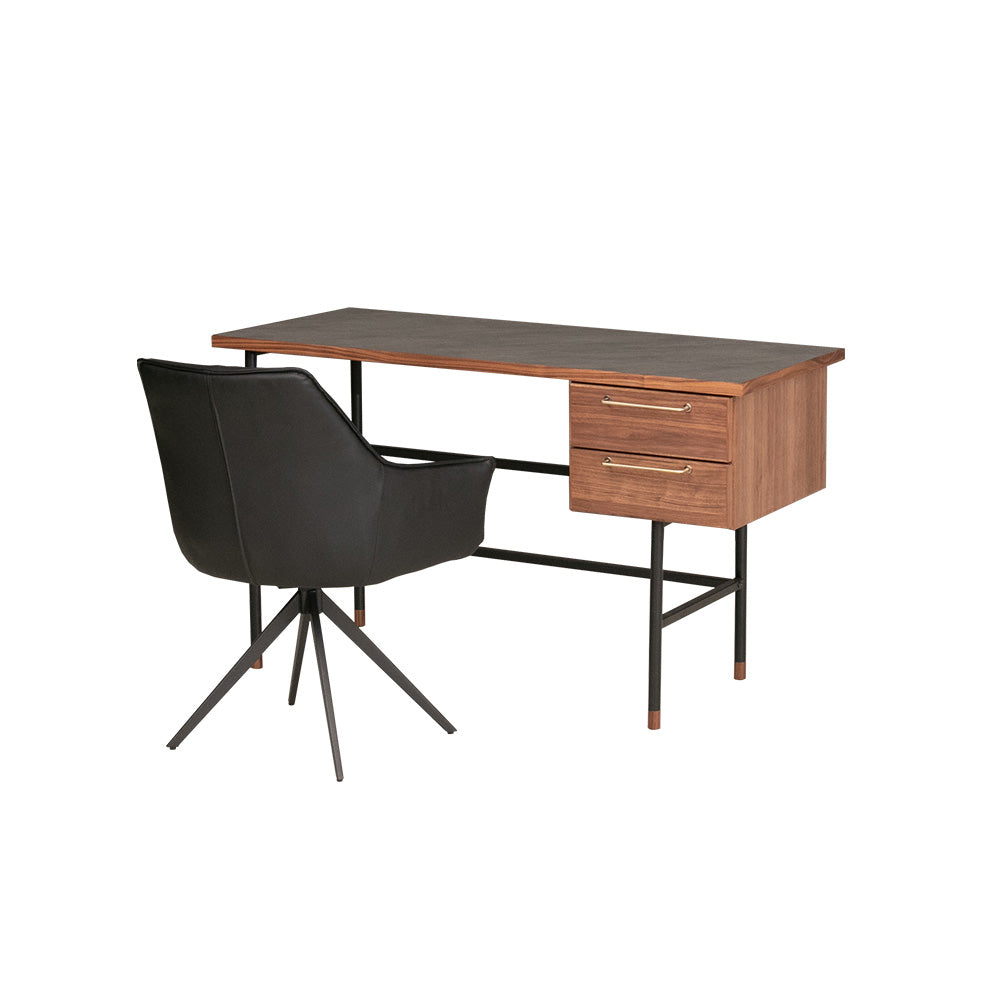 デスク 石目柄 メラミン パソコン机 セット レザー グレー 長方形 幅120㎝