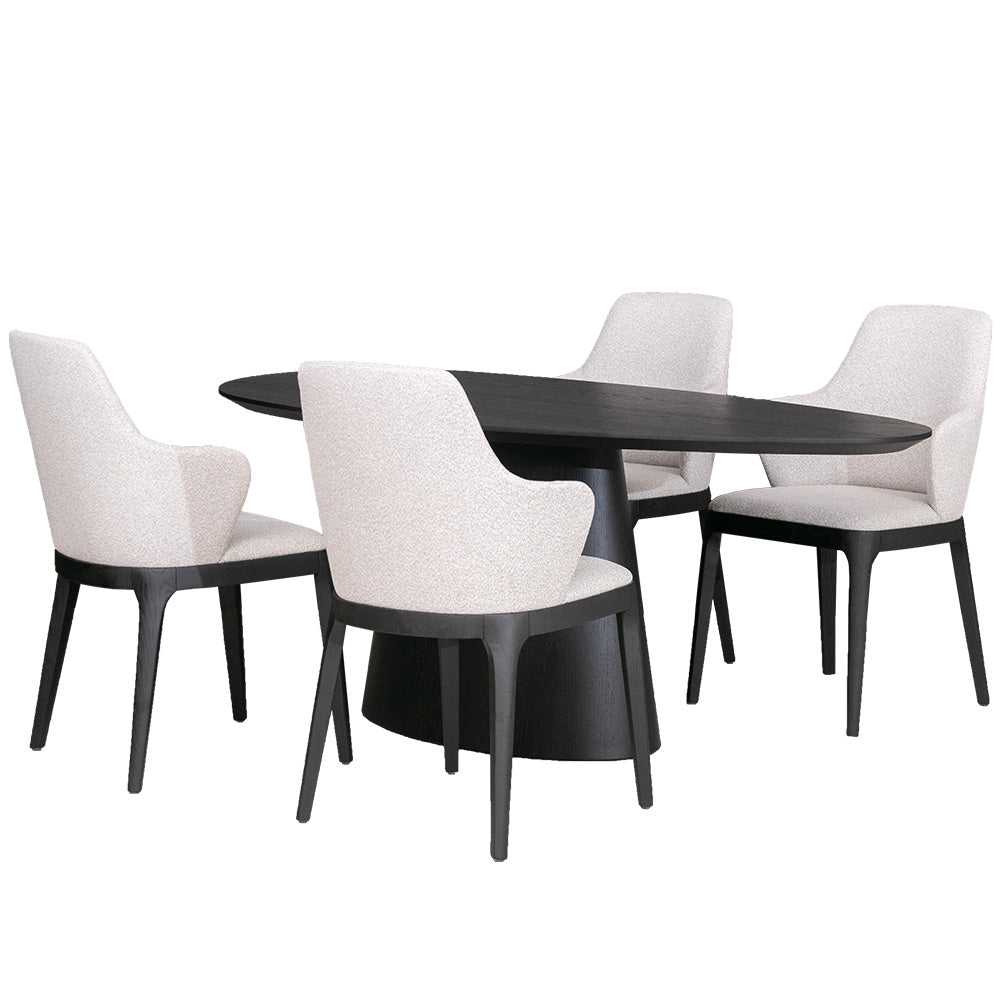 ダイニングセット 5点セット 大理石柄 セラミック ブラックオーク 4人掛け ブラック ホワイト 幅180cm