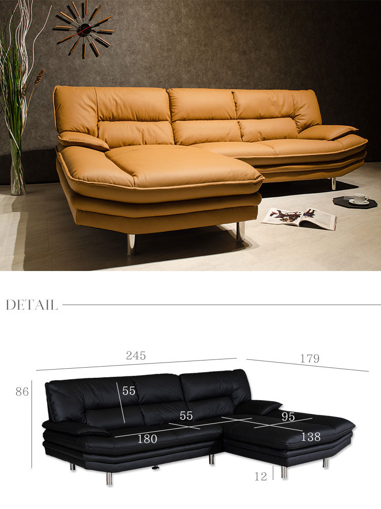 カウチソファ 本革 3人掛け レザー ブラック ホワイト キャメル 幅245cm