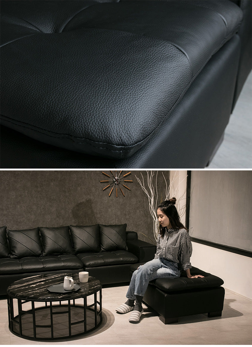 カウチソファ 本革 3人掛け レザー クッション付き ブラック ホワイト 幅250cm