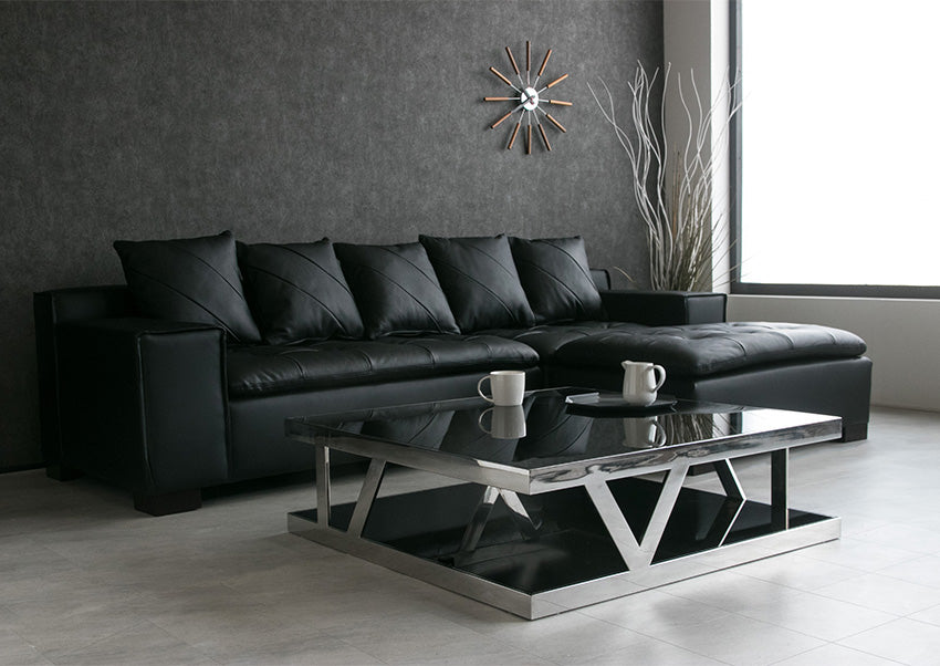 カウチソファ 本革 3人掛け レザー クッション付き ブラック ホワイト 幅250cm