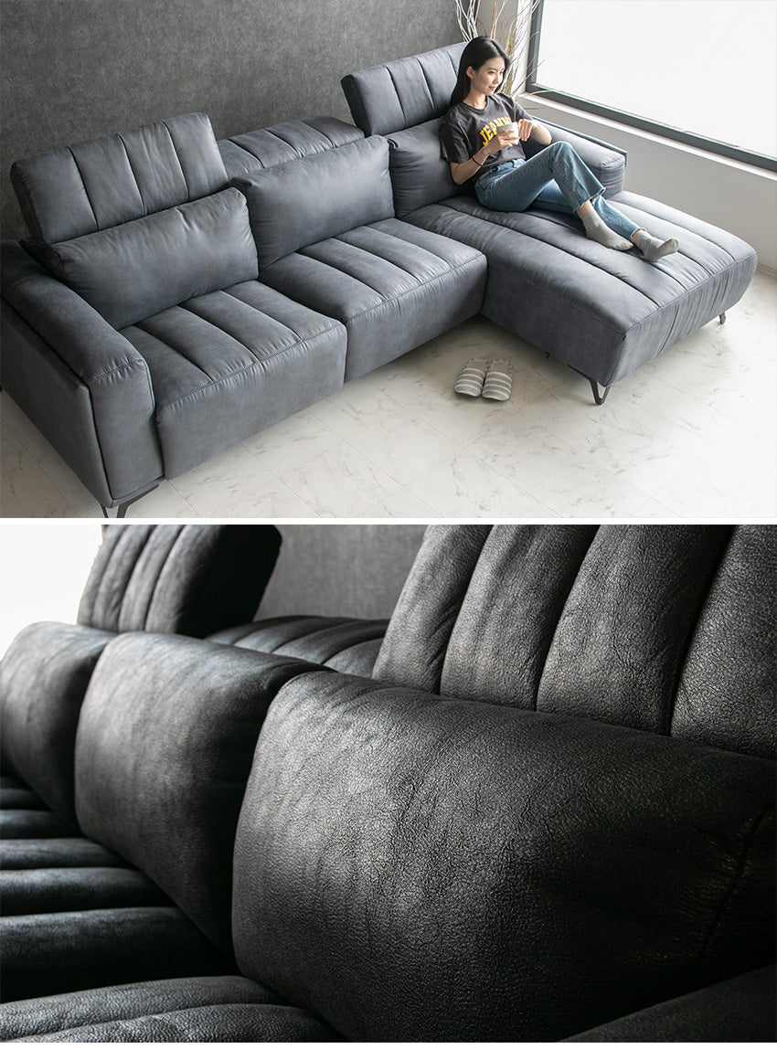 電動 リクライニング カウチソファ ファブリックレザー 3人掛け ブルー ブラック ベージュ グレー ブラウン 幅273cm