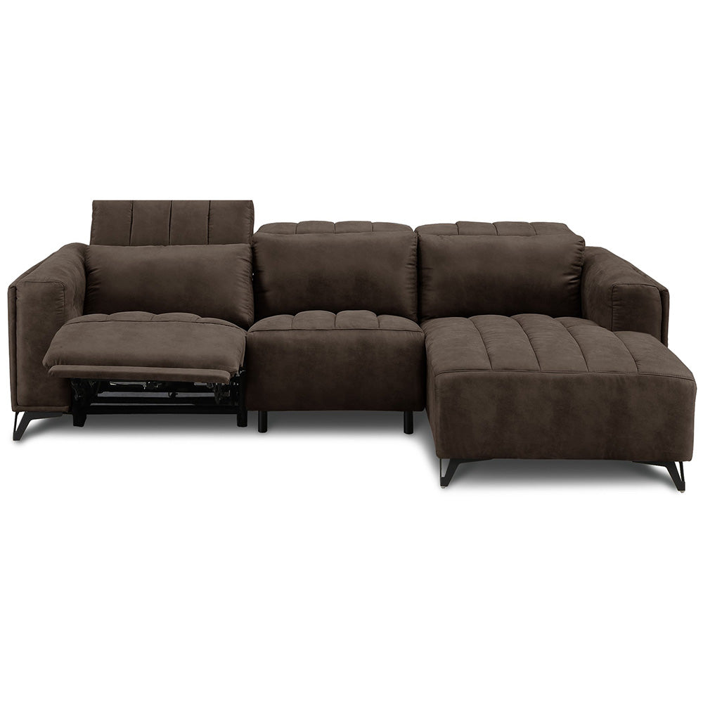 電動 リクライニング カウチソファ ファブリックレザー 3人掛け ブルー ブラック ベージュ グレー ブラウン 幅245cm