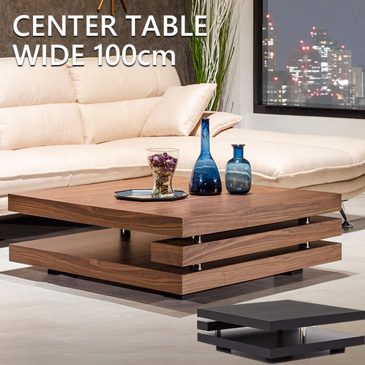 センターテーブル ウォールナット ブラックオーク 突板 ローテーブル 正方形 幅100㎝