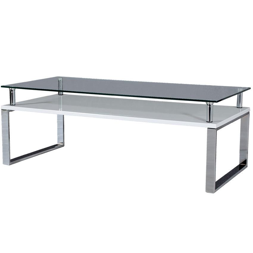 センターテーブル ガラス ローテーブル ホワイト ブラック 鏡面 長方形 幅105㎝