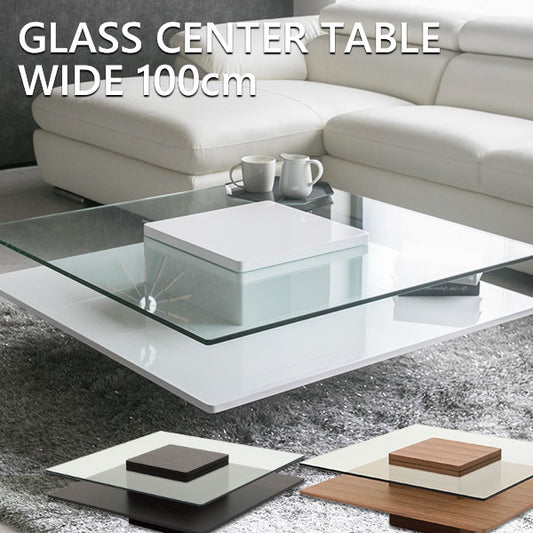 センターテーブル 正方形 ブラック ホワイト ウォールナット 鏡面 ローテーブル 幅100㎝