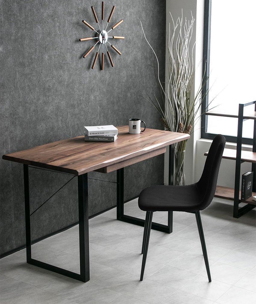 デスク ウォールナット オーク バーチ 無垢 アイアン脚 パソコン机 長方形 幅120㎝