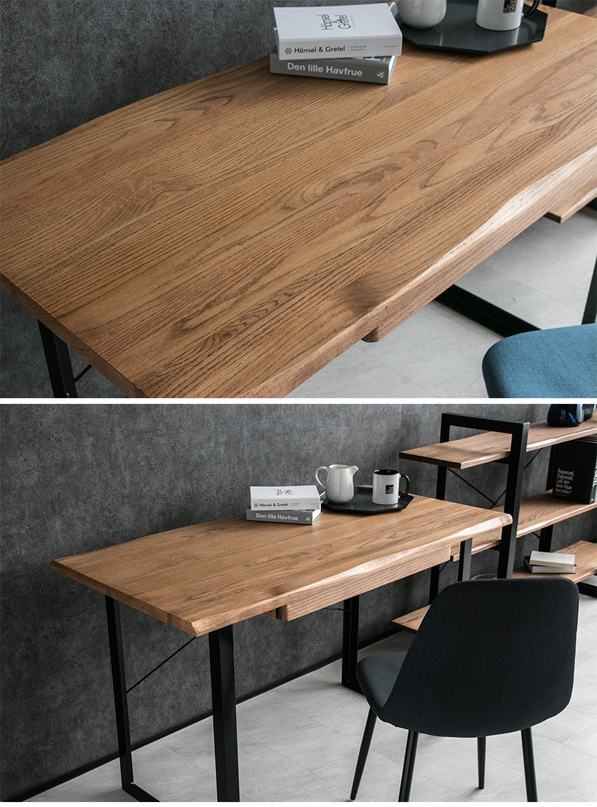 デスク ウォールナット オーク バーチ 無垢 アイアン脚 パソコン机 長方形 幅120㎝