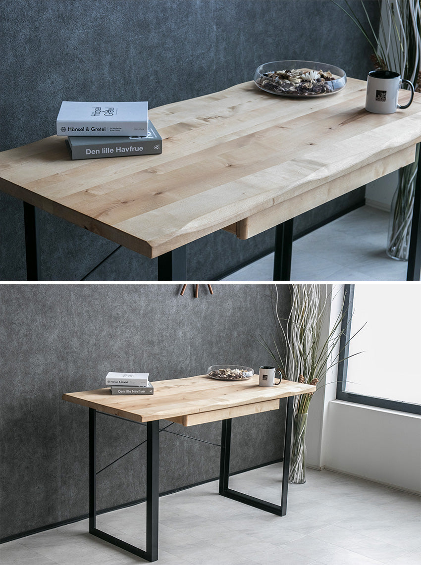 デスク ウォールナット オーク バーチ 無垢 アイアン脚 パソコン机 長方形 幅120㎝