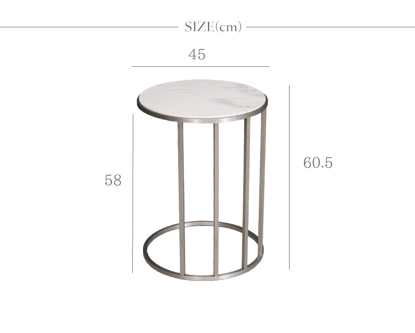 サイドテーブル セラミック 大理石柄 丸 テーブル ホワイト 幅45㎝