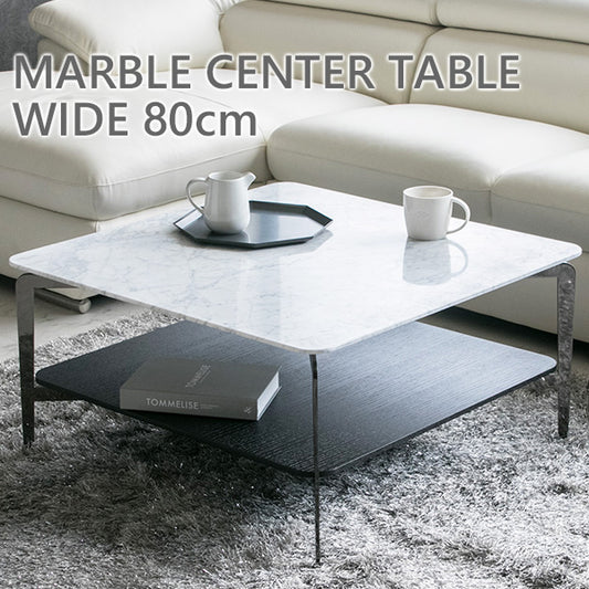 センターテーブル 天然大理石 ホワイト ブラック ローテーブル 正方形 幅80㎝