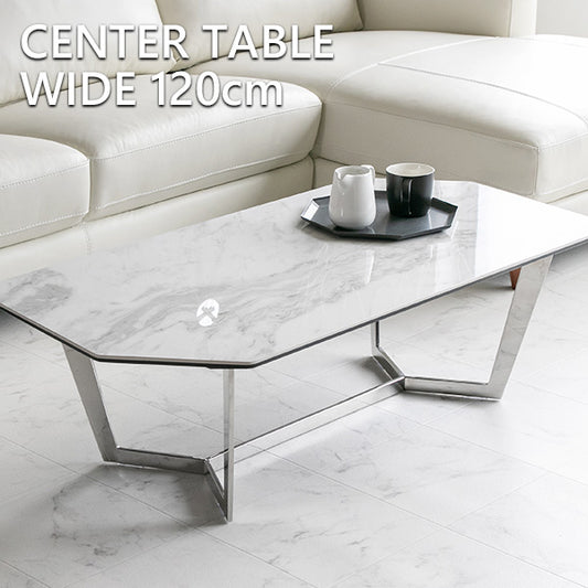 センターテーブル セラミック 大理石柄 ローテーブル 長方形 幅120㎝