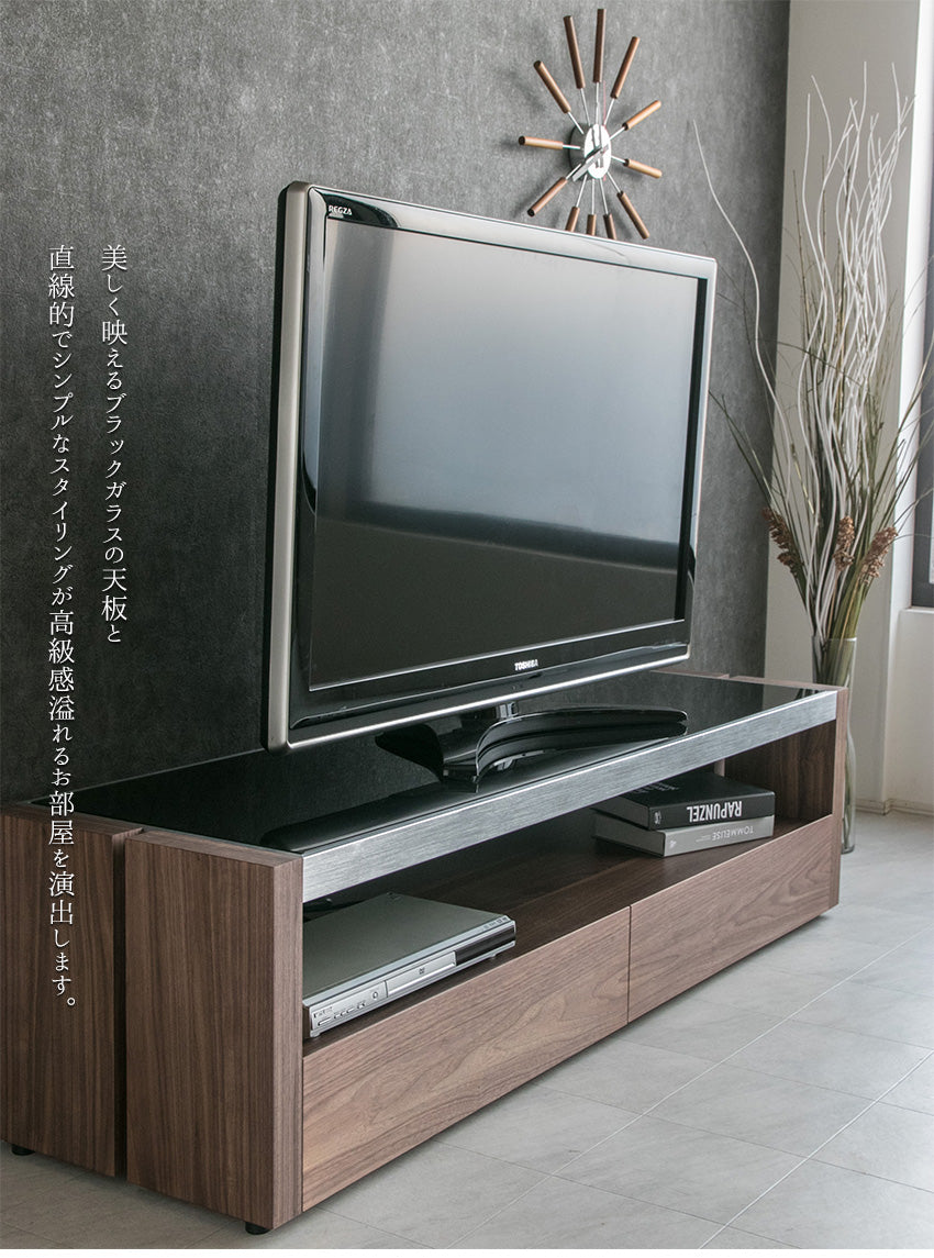 テレビボード ブラックガラス ウォールナット ブラックオーク ホワイトオーク 引き出し 収納 テレビ台 ローボード 幅180㎝