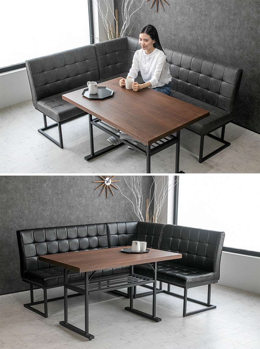 ダイニングテーブル 120×70cm ウォールナット 突板 棚付き ブラウン